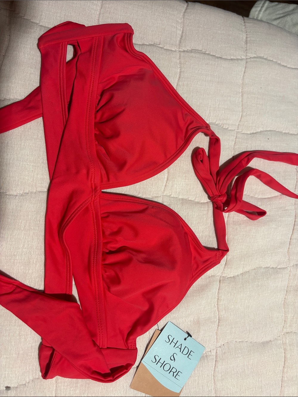 Shade & Shore Vibrant Red Underwire Bandeau Bikini Top